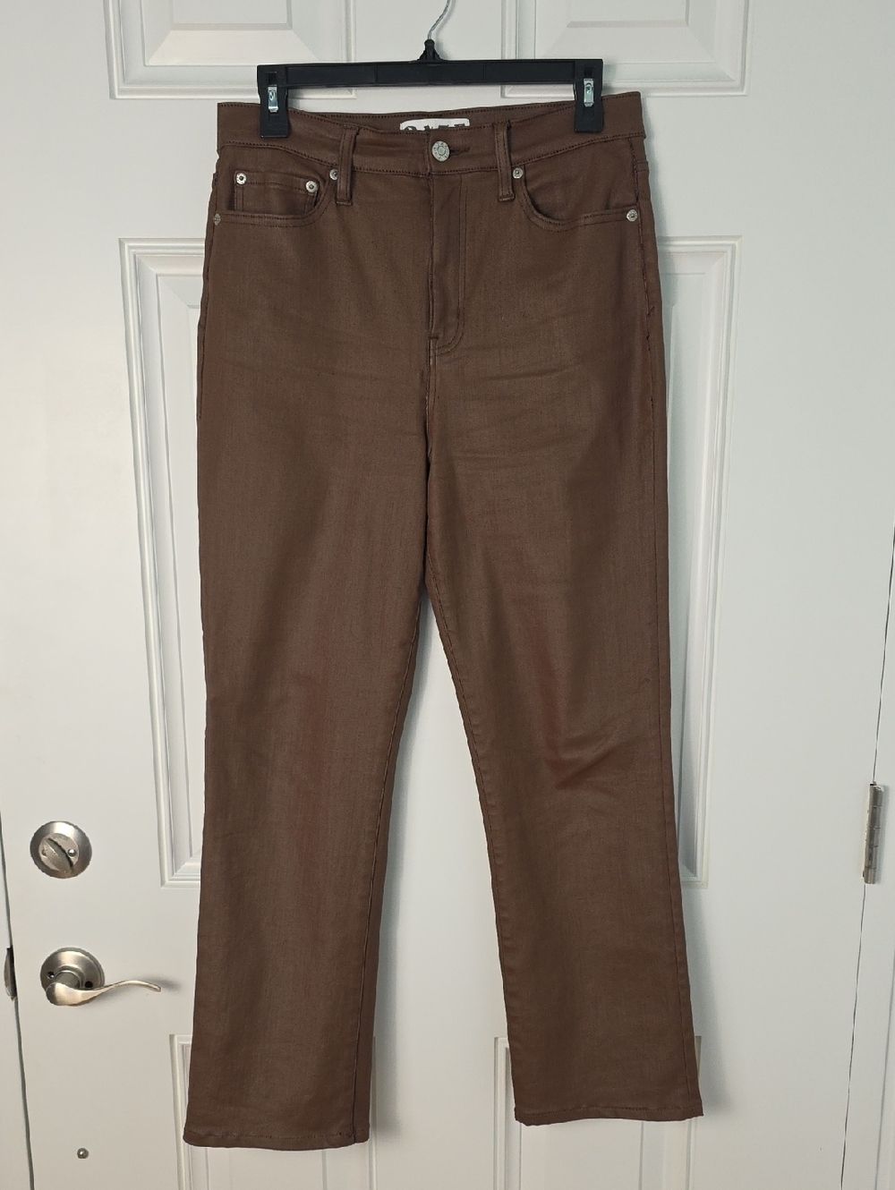 DAZE Faux Leather Brown Straight-Leg Pants - Classic Five-Pocket.  Size 29